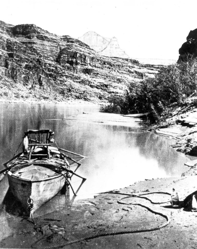 A scientific illustration - a photograph, really - of John Wesley Powell's boat, used to explore the Grand Canyon and the American West in 1871