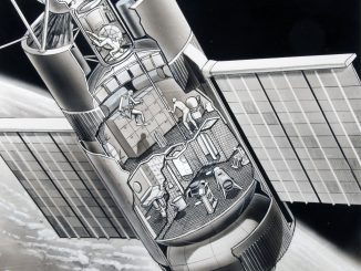 Scientific illustration of Skylab by Russ Arasmith, NASA