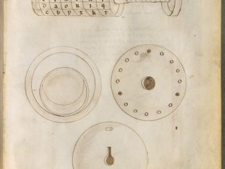 Scientific illustration of an early combination lock from Giovanni de Fontana