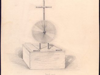 A scientific illustration of a dynamometer, from the New York Public Library, 1865