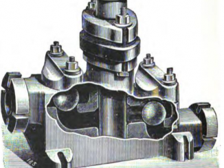 Scientific illustration of a pump with ball valves, from a textbook on mechanics and mechanical engineering