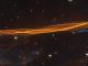 Scientific illustration from the Hubble Space Telescope of a shockwave in space - a small section of the Cygnus supernova.