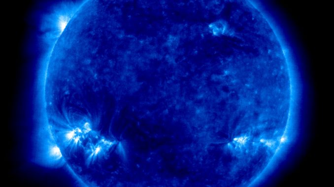 Scientific Illustration of solar storms, or sunspots, from the Solar and Heliospheric Observatory