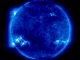 Scientific Illustration of solar storms, or sunspots, from the Solar and Heliospheric Observatory
