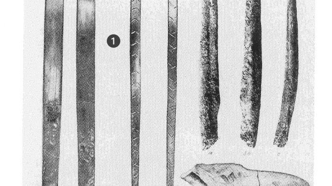 Scientific illustration of stone tools used by prehistoric humans