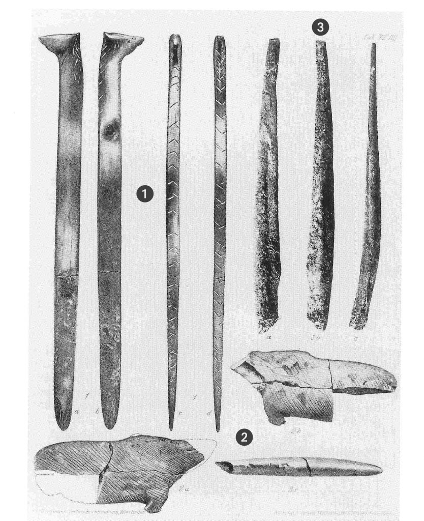 Scientific illustration of stone tools used by prehistoric humans