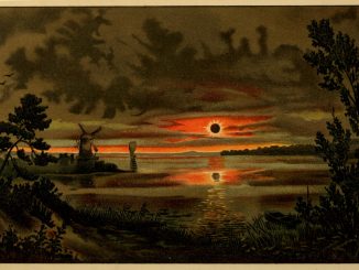 Scienitific Illustration of a total eclipse of the sun, a painting from 1897