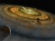 Scientific illustration of a solar system being formed.