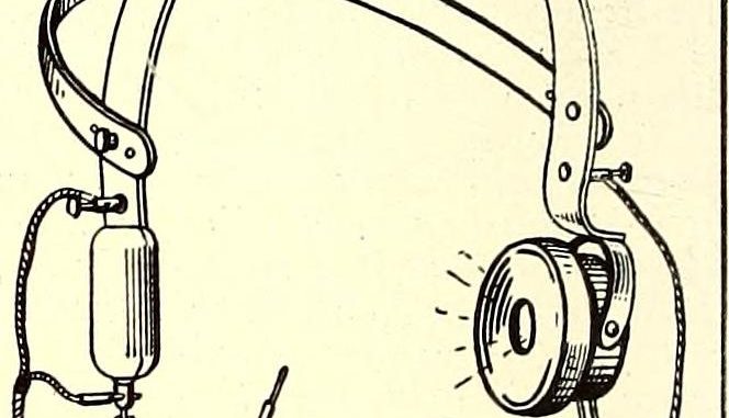 Scientific illustration of early headphones used as a circuit tester in the 1900s.