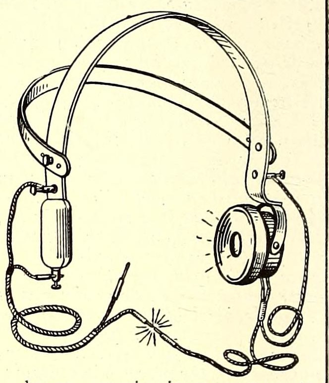 Scientific illustration of early headphones used as a circuit tester in the 1900s.