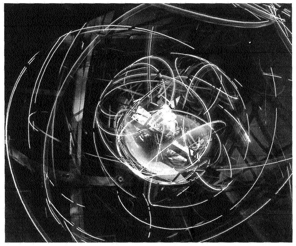 Scientific illustration of NASA training equipment, a giant gyroscope not unlike the device in Lawnmower Man