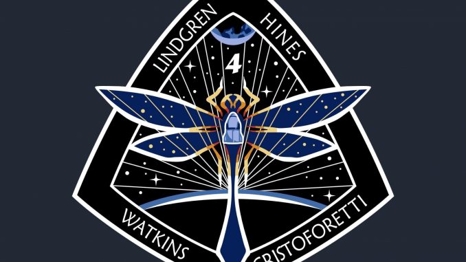 Scientific Illustration of a NASA Space-X Crew 4 Mission Patch.