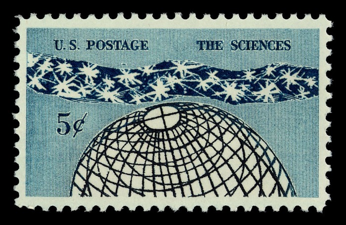 Scientific illustration in the form of a stamp honoring the National Academy of Sciences.