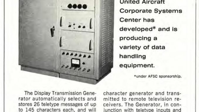 Scientific Illustration of a 1960s computer monitor, a display transmission generator by United Aircraft