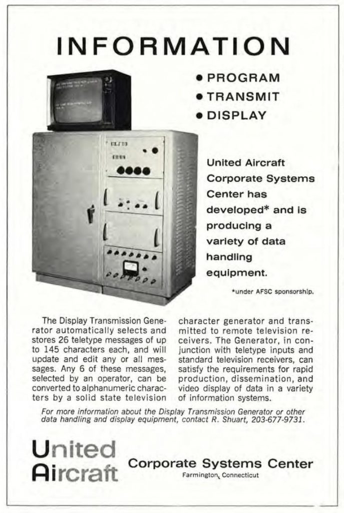 Scientific Illustration of a 1960s computer monitor, a display transmission generator by United Aircraft