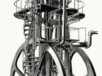scientific illustration of a blast engine, a marvelous machine of the Victorian era.