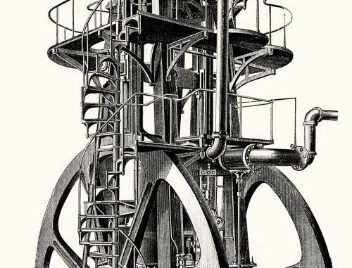scientific illustration of a blast engine, a marvelous machine of the Victorian era.