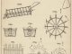 Scientific illustration of wheels, bins, sifters, and other engineering parts from https://archive.org/details/gri_33125001402706/page/n229/mode/1up, the Engineer's Sketchbook. p219.