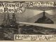 Scientific illustration of a shadowy lighthouse and a dark ship sending out brilliant beams of light to illuminate the inky blackness of the shore, in an image used to sell lighting apparatus to Victorian engineers.