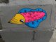 Scientific illustration in the form of street art advertising "Squid Facts: Text 'Squid' to 1-833-SCi-TEXT"