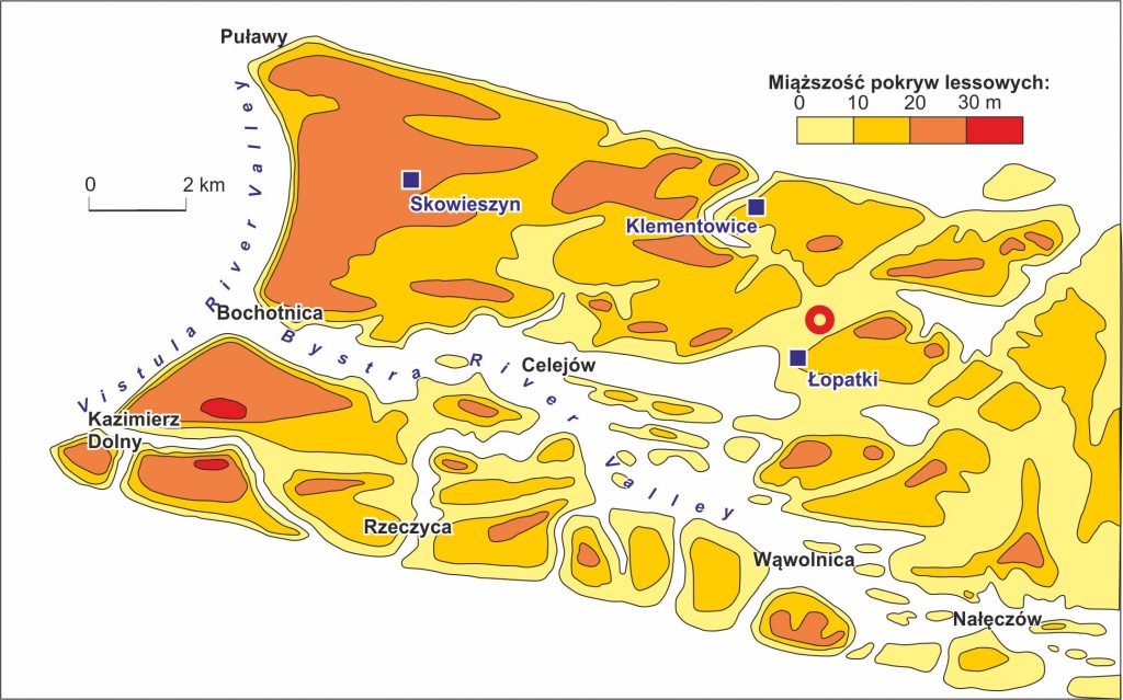 Scientific illustration in the form of an orange-and-yellow map showing the thickness of sediments.