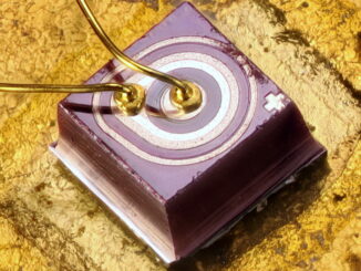 Scientific illustration of an electronic component, a photograph of a transistor enlarged.