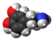 Scientific illustration of the structure of a dopamine molecule in three dimensions.