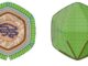Scientific illustration showing the inside of a virus, specifically a Rheavirus (aka Cafeteriavirus). It looks a little like a 20-sided die from Dungeons & Dragons that's been covered with lizard skin.