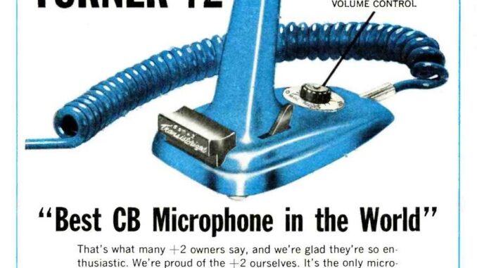 Scientific illustration of a CB microphone. Well, an ad of one, anyway. Very mid-century lines on this this microphone. It could practically be a Chrysler tailfin.