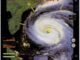 Scientific illustration of a hurricane from space