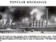 Scientific illustration of factories spreading smoke and soot into the air 100 years ago, with a warning from the early 20th century about carbon dioxide levels having climate effects.