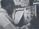 Scientific illustration of an oscilloscope in use, with a cathode-ray tube and paper print-outs.