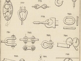 scientific illustration of a series of hooks for lifting things.