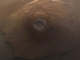 Scientific illustration of vast, mighty Olympus Mons stretching for miles and miles across the red-brown surface of Mars, as seen by a stereoscopic camera but rendered in 2D. www.flickr.com/photos/192271236@N03/54371099685/sizes/o/ Credit: ESA/DLR/FUBerlin/AndreaLuck CC BY