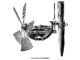 scientific illustration of the propeller, gears, and supporting rod of a device meant to measure the flow of water (or any other fluid).