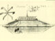 Scientific illustration of a medieval submarine, the "Rotterdam Ship," designed to ram battleships underwater in the Age of Sail.