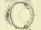 Scientific illustration of the inside of a snake's eye - lens, cornea, retina in black and white.