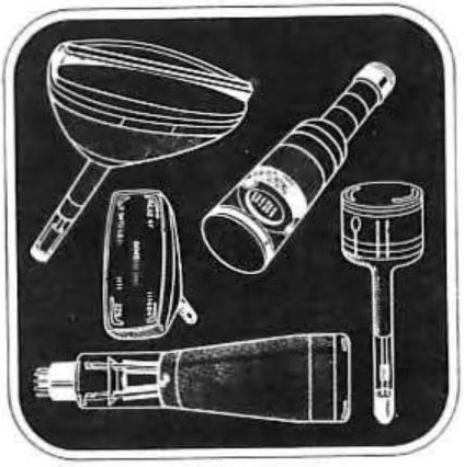Scientific illustration of scopes, scanners, and cathode-ray equipment from the mid-70s, white line drawings on black background.