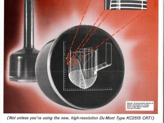 Scientific illustration of 1960s circuitry, a cathode-ray tube as it plots a graph.